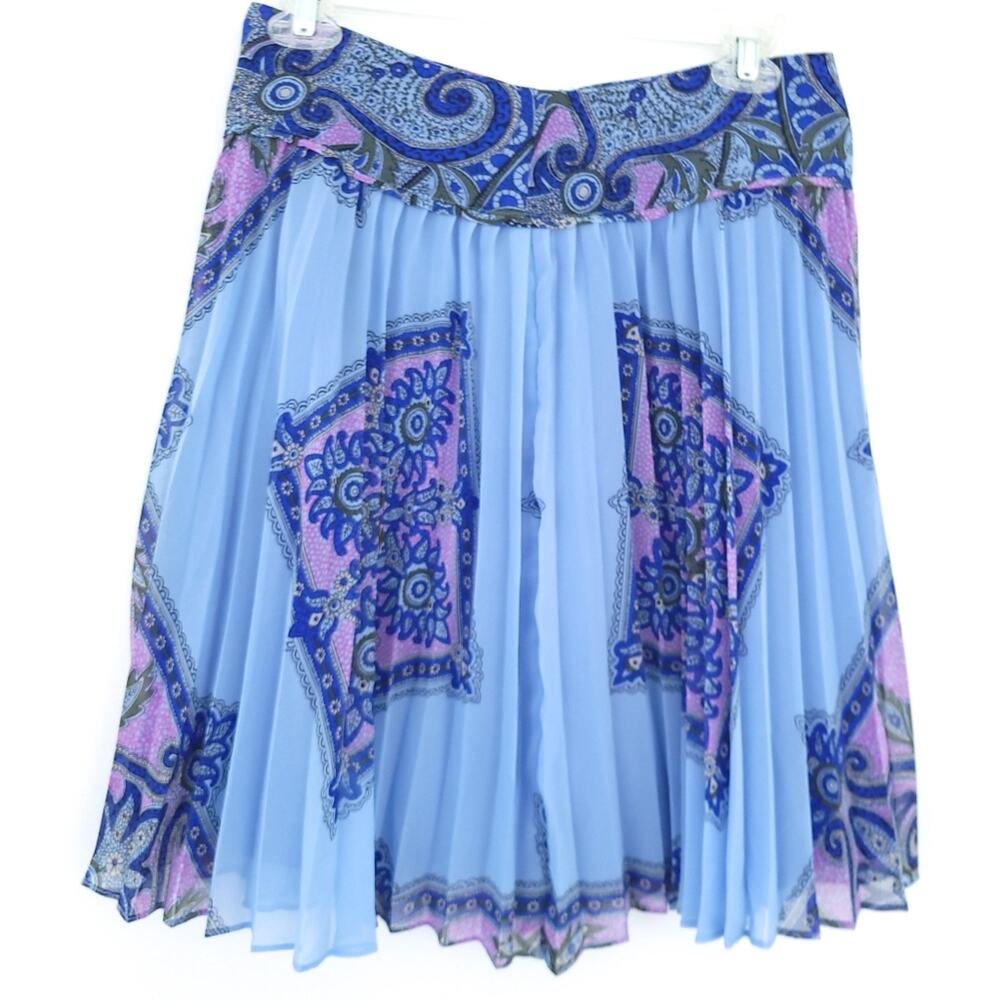 INC International Concepts Pleated Skirt SZ 2 Paisley Blue, Summer Banded Waist